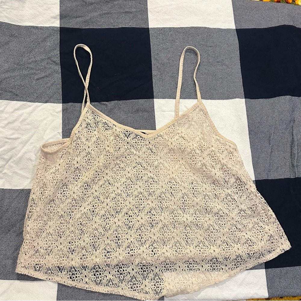 American Eagle Outfitters Cream Lace Top